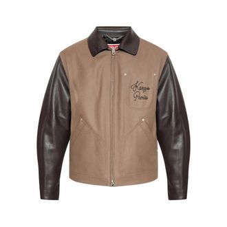 Kenzo Embroidered Leather-sleeves Jacket