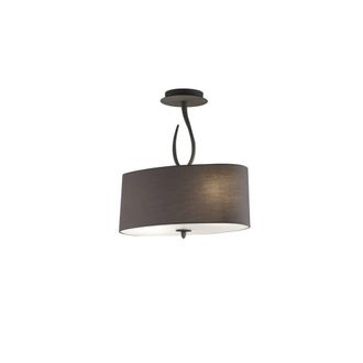 Netlighting Lua Semi Flush Ceiling 2 Light E27 Ash Grey with Ash Grey Shade