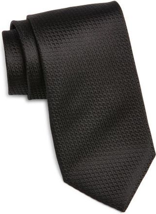Canali Neat Silk Tie in Black at Nordstrom