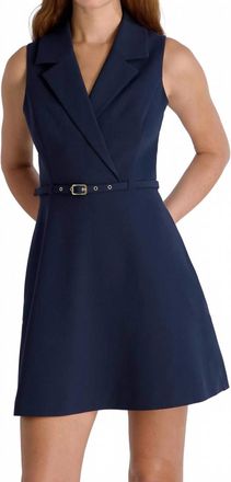 French Connection Azra Twill Belted Mini Dress In Marine