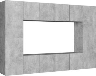 vidaXL Set de muebles de salón 8 pzas madera ingeniería gris hormigón vidaXL