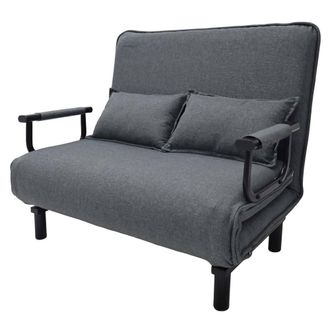 Alivio 2-in-1 Double Folding Sofa Bed - Convertible Sofa Cum Bed with Wide Armrests, 6-Level Adjustable Backrest, Virgin Cotton Filling in Grey
