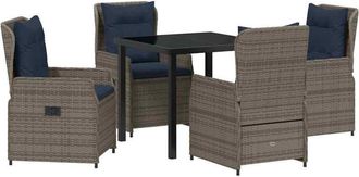 vidaXL Garden Dining Set 5 pcs Grey Poly rattan vidaXL