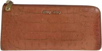 Miu Miu Pre-owned Wallets, female, Brown, Size: ONE SIZE Pre-owned Leather Long Wallet