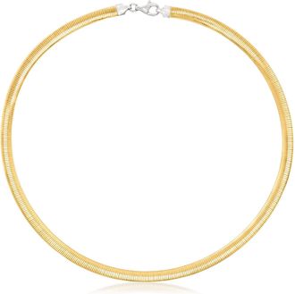 Ross-Simons Italian 6mm Reversible Omega Necklace in Sterling Silver and 18kt Gold Over Sterling