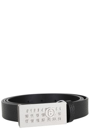 Maison Margiela Black Numeric Logo-Buckle Calfskin Leather Belt