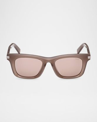 Ermenegildo Zegna Mens Acetate Round Sunglasses