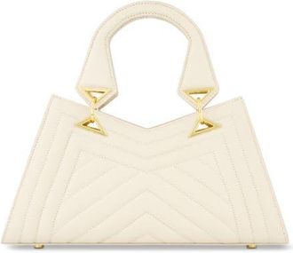 Mac Duggal Quilted Napa Leather Angular Handbag in Ecru at Nordstrom
