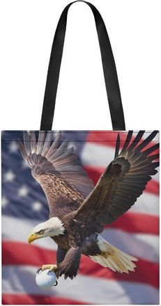 Generic U.S Flag Eagle Golf Ball Tote Bag for Women Men Shoulder Bags Purses Pouch Handbags