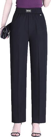 Generic Versasway - High Rise Elastic Waist Wide Leg Pants with Front Crease, Womens Stretch Pants Ultra Smooth Drape Dress Trousers (Black,XXL)