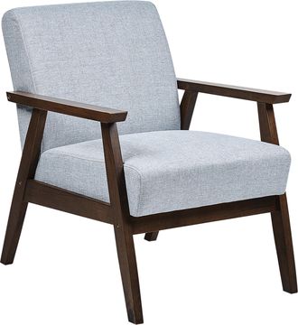 Beliani Beliani - Sill&oacute;n Tapizado En Poli&eacute;ster Gris Dise&ntilde;o Retro Marco De Madera Para Sala De Estar Asnes