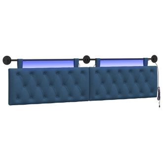 vidaXL Cabecero Colgante Con Luz Led Azul Tela Vidaxl