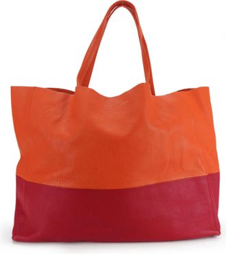 Celine Orange Red Leather Tote Bag (Pre-Owned)