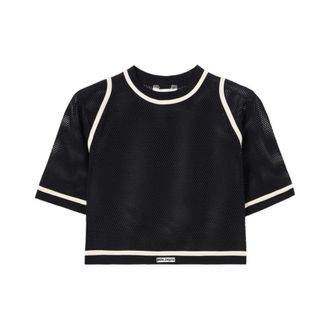 Palm Angels Logo Mesh Cropped Top - female - Palm Angels - Training T-shirts & Tops - Black - XS - Sport