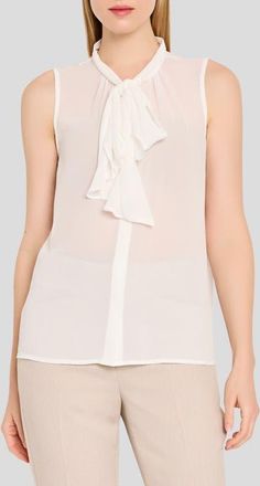 Tahari by ASL Ruffle Tie Sleeveless Top in Ivory at Nordstrom, Size X-Small