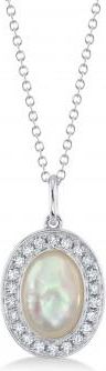 Allurez Diamond & Mother of Pearl Pendant Necklace 14K White Gold (1.67ct)