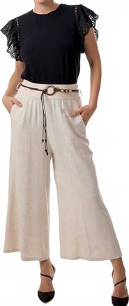 Bali Intimates Beaded Belt Pant In Khaki Linen