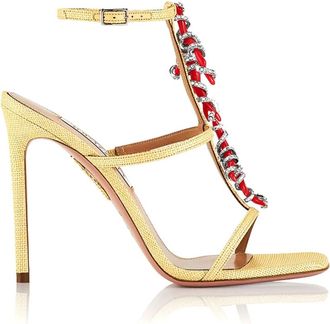 Aquazzura Stijlvolle Zomer Sandalen - Dames - Sandalen met hakken - Beige - 38 1/2 EU - Schoenen