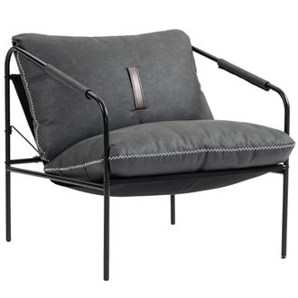 HOMCOM Butaca de sal&oacute;n 74.5x75x77 cm gris carb&oacute;n