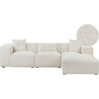 Beliani Beliani - Left Hand Corner Sofa Boucle Upholstery Extra Scatter Cushions Off-White Dolva