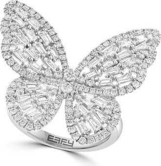 Effy 14K White Gold Diamond Butterfly Ring in 14K Gold at Nordstrom, Size 7