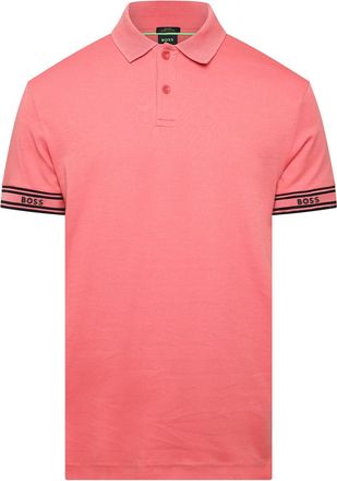 HUGO BOSS Heren Boss Zone Stripe Cuff Poloshirt in Roze