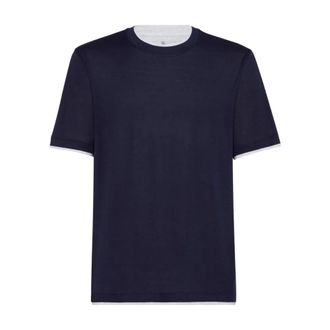 Brunello Cucinelli Layered Silk-Cotton T-shirts and Polos - male - Brunello Cucinelli - T-Shirts - Blue - 2XL - Tops