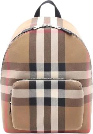 Burberry Pre-owned Jeff Canvas Leather Backpack - Dames - Vintage Rugzakken - Beige - ONE Size - Leer - Vintage