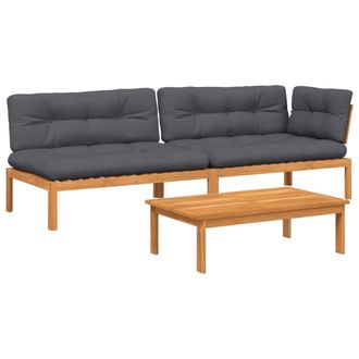 vidaXL Vidaxl - Set Divano Pallet Giardino 3pz Con Cuscini Massello Acacia