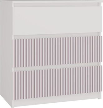Topeshop Aster T3 - Cassettiera per bambini - 70x40x77 - 3 cassetti - Mobile moderno - Bianco e rosa