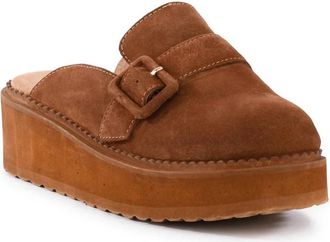 Seychelles Womens Come Together Open Back Platform Mules In Brown Suede