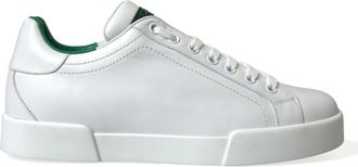 Dolce & Gabbana Mens Portofino Leather Lowtop Sneakers - White - Size 39.5 EU/IT