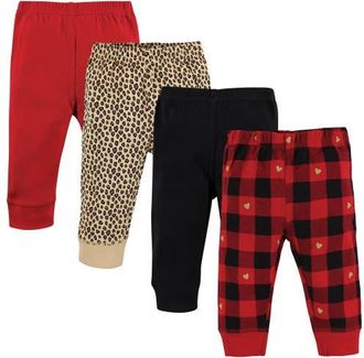 Hudson Baby 4Pk Essential Pants Set in Gold Heart Plaid at Nordstrom, Size 12-18M