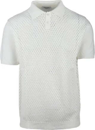 Wool & Co White Diamond Knit Polo Shirt