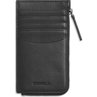 Shinola Leather Zip Around Card Case in Black at Nordstrom