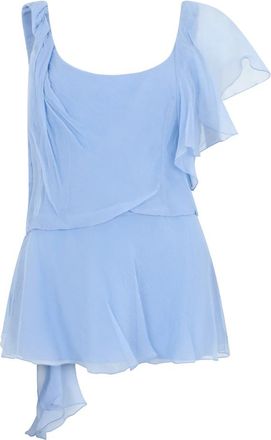 Alberta Ferretti Mouwloze blouse met ruches - Dames - Tops zonder mouwen - Blauw - XL - Tops
