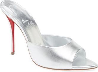 Christian Louboutin Miss Z Pointed Toe Metallic Sandal in S211 Silver/Lin Silver at Nordstrom, Size 10.5Us