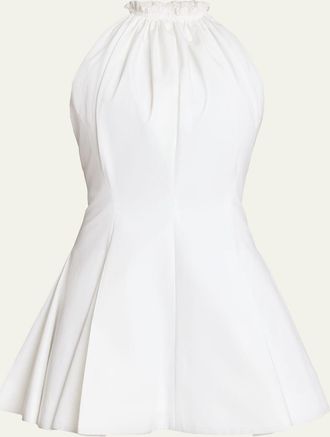 Balmain Cotton Poplin Halter Mini Dress