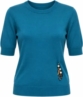 Dolce & Gabbana Crewneck Pullover - Dames - Truien - Blauw - Maat: M Zijde