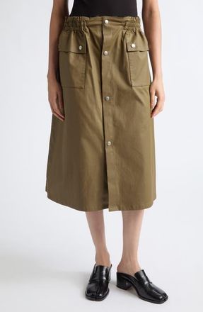 Maison Margiela Stretch Cotton Midi Skirt in Khaki at Nordstrom, Size 44