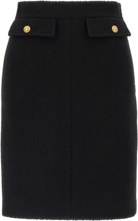 Chloé Bouclé Wool Skirt Gonne Nero-Donna
