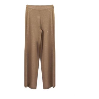 KANGRA Wide Trousers, female, Beige, Size: M Viscose Palazzo Trousers