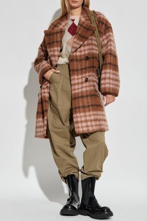 Moschino Checked Coat, Womens, Brown