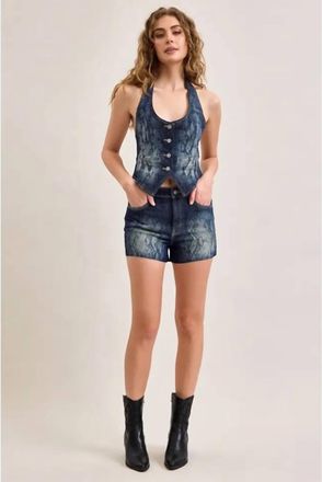 Hidden Jeans Finn High Rise Shorts In Dark Snake Wash