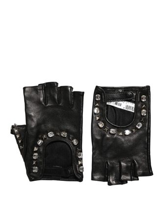 Dolce & Gabbana Black Embellished Wrist Length Mitten Women Womens Gloves