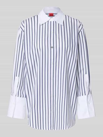 HUGO BOSS Relaxed Fit Bluse mit Knopfleiste in Marine, Gr&ouml;&szlig;e 38