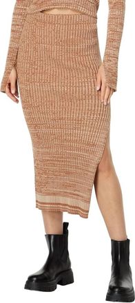 Monrow Cosmo Rib Sweater Midi Skirt In Brown