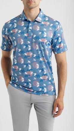 Swannies Windward Bird Print Performance Golf Polo in Blue Shadow at Nordstrom, Size Xx-Large