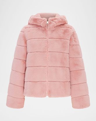 Theia Mink Faux Fur Hooded Jacket