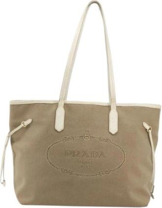 Prada Pre-owned Vintage Tote Bag - Dames - Vintage Shopper - Beige - ONE Size - Leer - Vintage